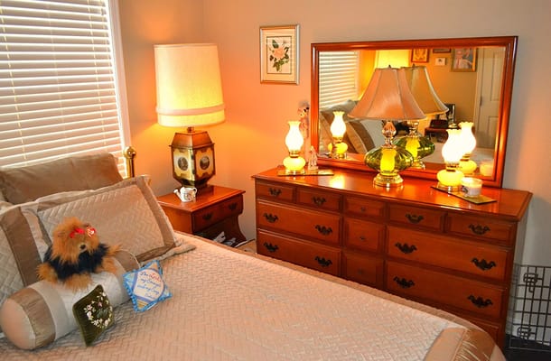 Cozy bedroom interior with warm lighting