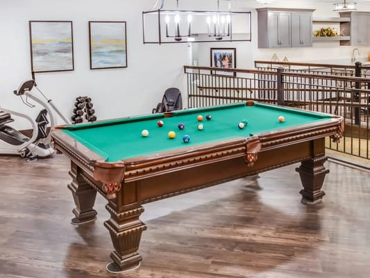Interior view of a billiards table in a common area
