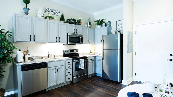 Well-equipped kitchen area in a senior living facility