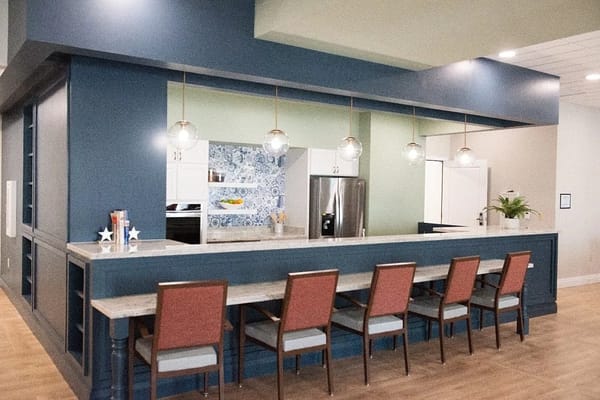 Interior view of a bar area with seating