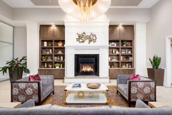 Cozy living room with a fireplace and elegant seating