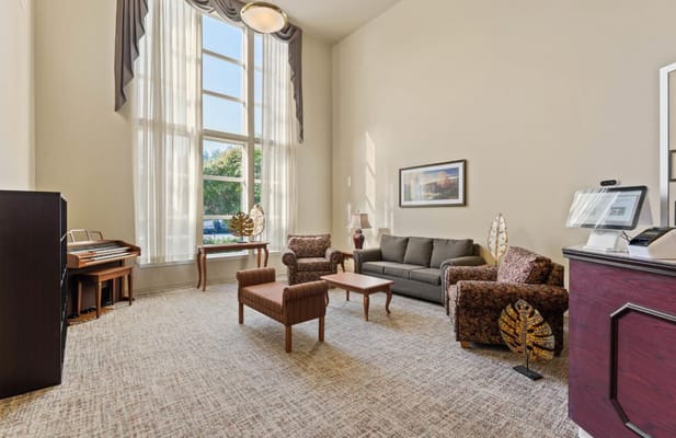 Bright and inviting common area with cozy seating