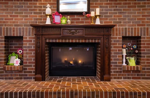 Elegant fireplace adorned with decorative items