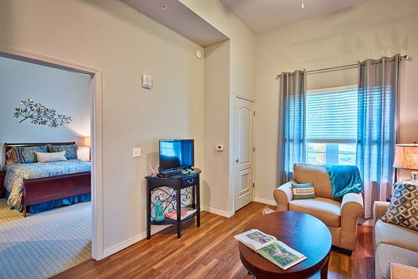 Cozy living space interior with light-colored decor