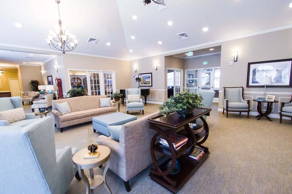 Interior common area with seating and natural light