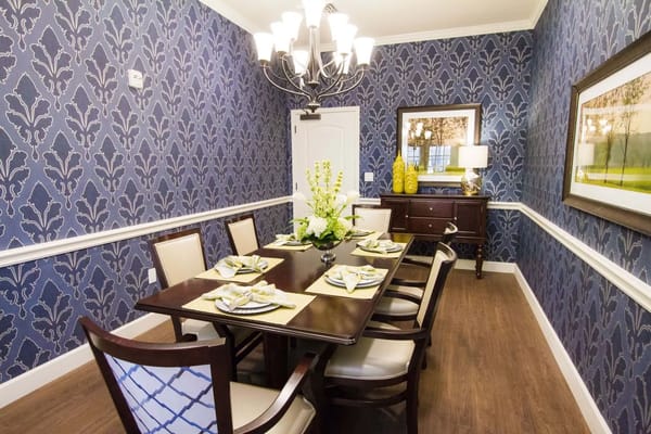 Elegant dining room with a beautifully set table