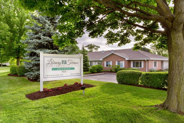 Entrance sign of Library Terrace Apartments