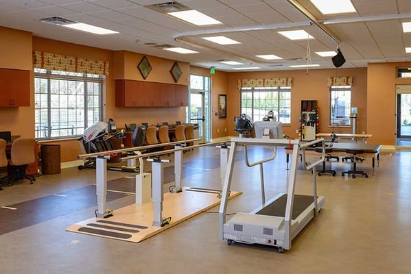 Interior view of a rehabilitation gym with equipment