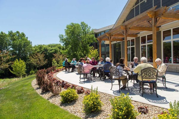 Residents enjoying time outdoors on a sunny day
