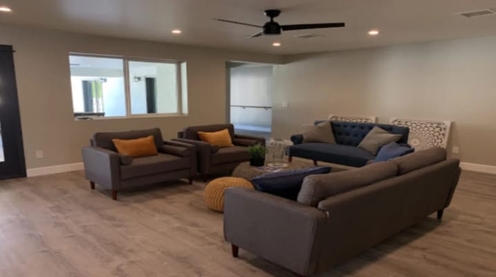 Comfortable lounge area with sofas and chairs