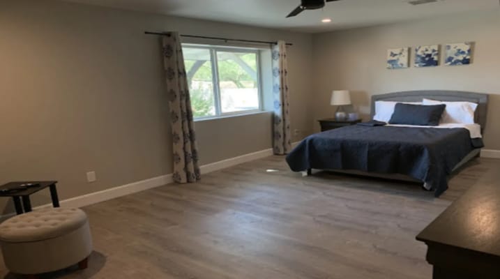 Bright, spacious private resident room with modern decor