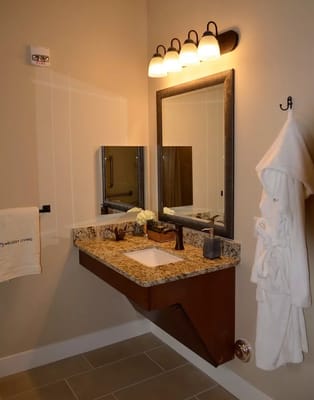 Well-lit bathroom interior with modern fixtures