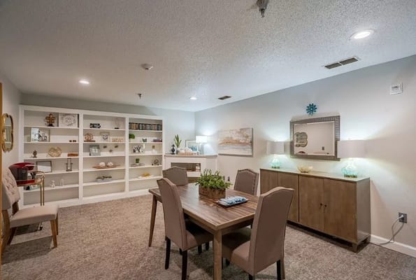 Interior common area with a dining table and decor