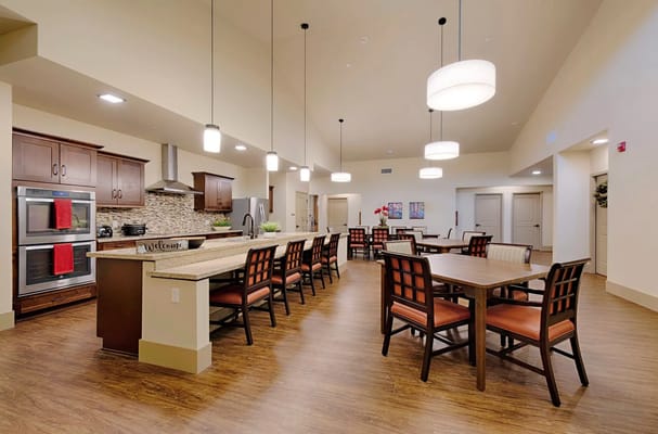 Modern dining room with tables and chairs