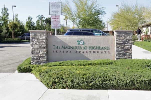 Signage for The Magnolia at Highland Senior Apartments