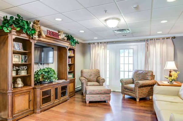 Cozy common area with comfortable seating and decorations