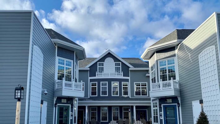Exterior view of the facility building with balconies