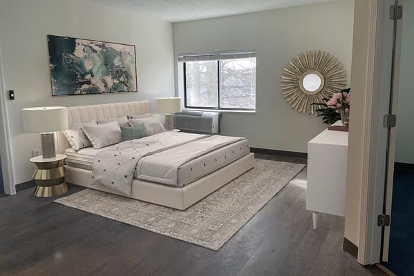 Bright, welcoming interior of a resident room