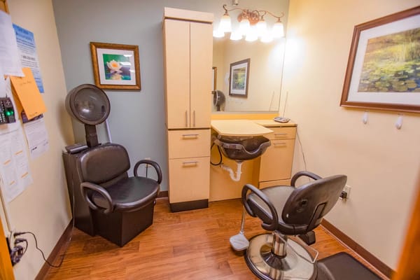 Interior view of a hair salon space within the facility