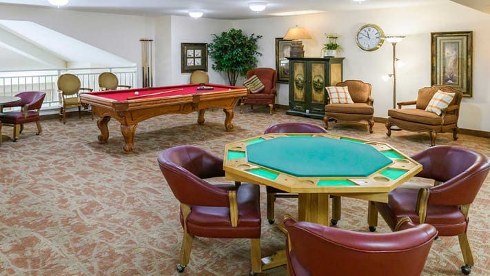 Common area with game tables and seating
