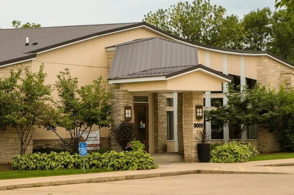 Entrance of MeadowView Memory Care Village in Cedar Rapids