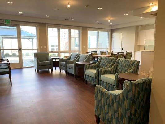 Bright common area with comfortable seating