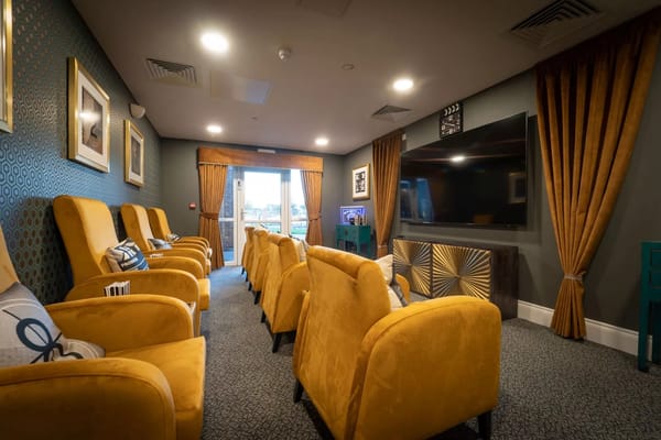 Bright interior of a lounge area with seating