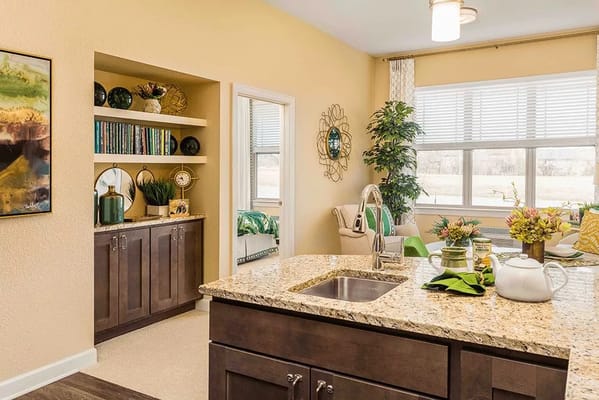 Bright and inviting interior common area with decorative elements