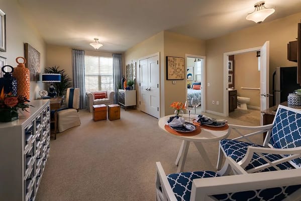 Spacious living room with seating and decorative touches