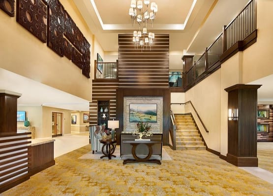 Interior lobby with elegant decor and seating area