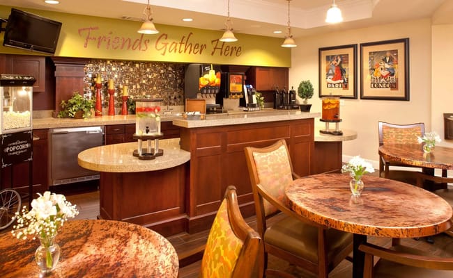 Cozy dining area with tables and decor