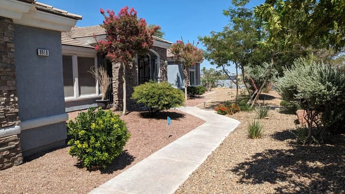 Garden path leading to the senior home entrance