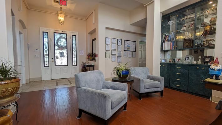 Welcoming common area with seating and decor