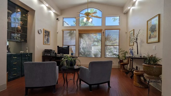 Welcoming common area with seating and natural light