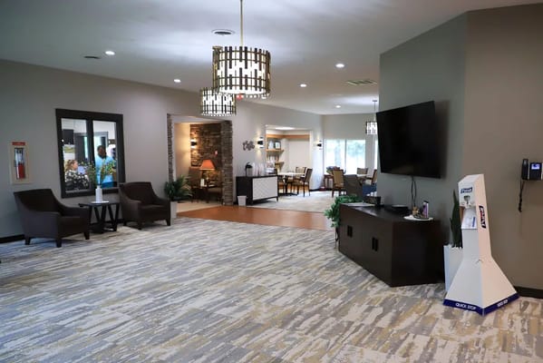 Spacious common area with comfortable seating arrangements