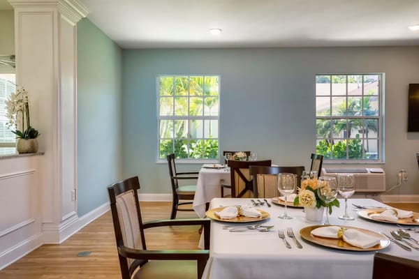 Bright dining area set for a meal