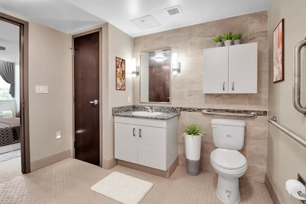 Modern bathroom interior with accessible features