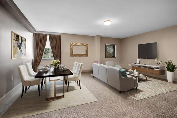 Modern dining area in a well-furnished facility