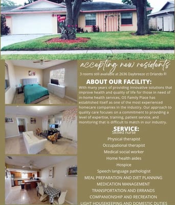 Exterior and interior view of O.S.J Family Place, a senior living facility.