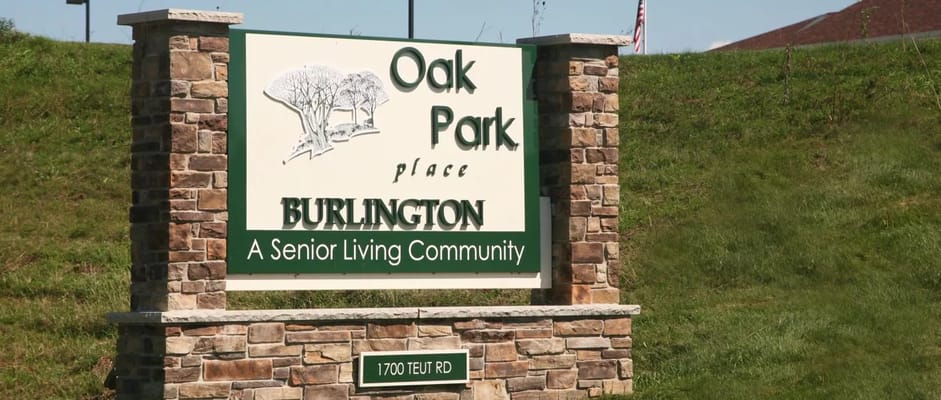 Exterior sign for Oak Park Place Burlington