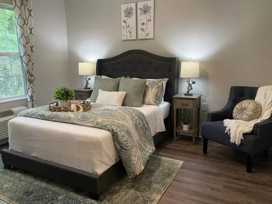 Cozy bedroom setup with decorative elements