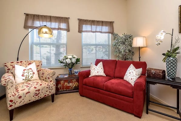 Cozy living room setup with seating and decor