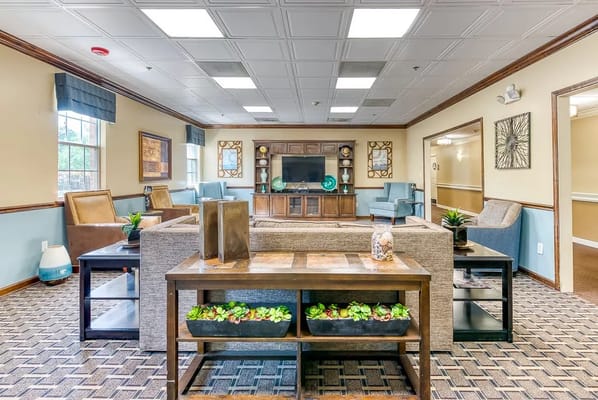 Interior common area with seating and decorations