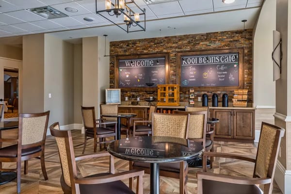 Interior view of a café area in the facility