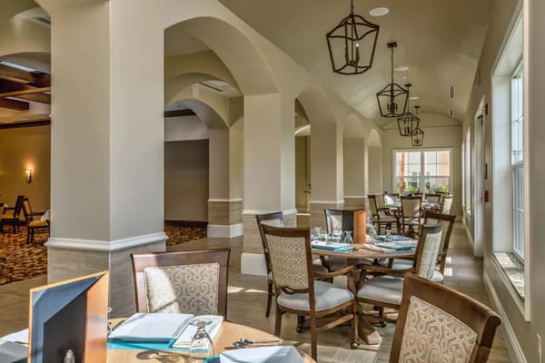 Elegant dining area with tables and decor