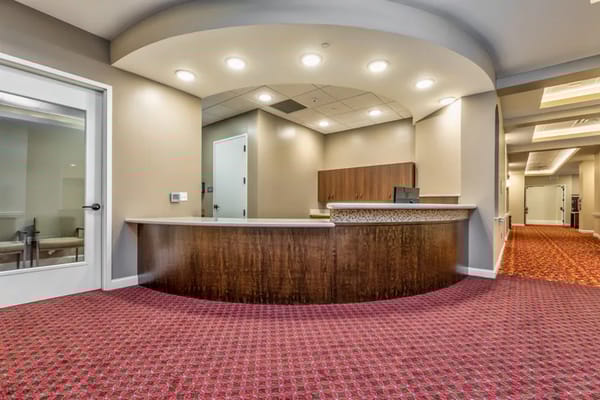 Reception area in a senior living facility