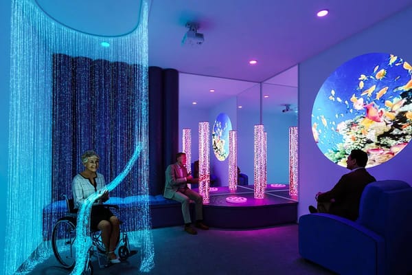 Residents enjoying a sensory therapy room