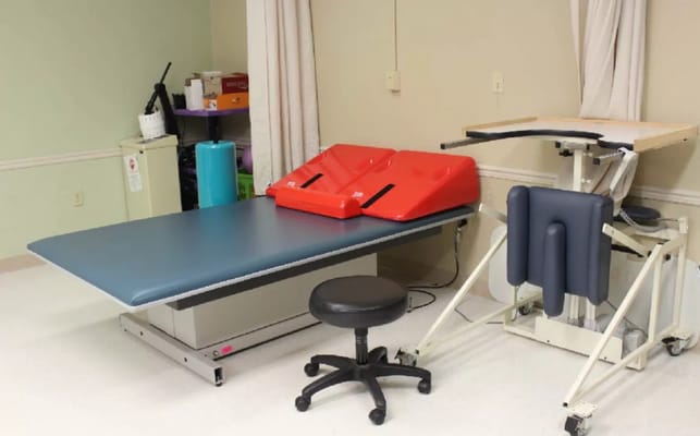 Rehabilitation equipment in a therapy room
