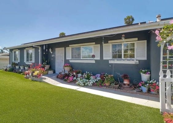 Beautifully landscaped outdoor area with flowers