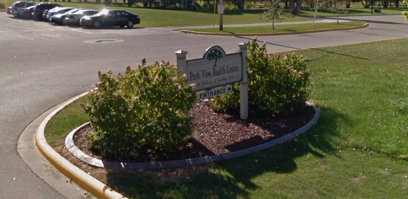 Sign for Park View Health Center at the entrance